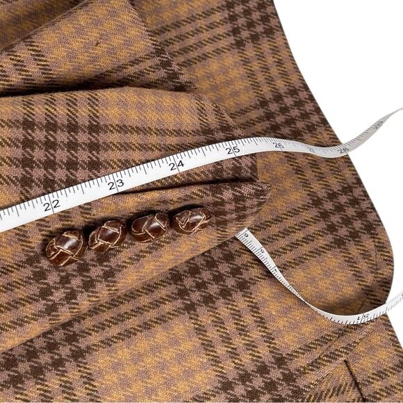 Vintage Aquascutum Brown Virgin Wool plaid Check Sport Coat Blazer Men’s 42R - Picture 10 of 10